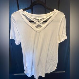 Bellamie Classic White Crisscross V-Neck Tee